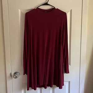 Forever 21 Long Sleeve Maroon Dress
